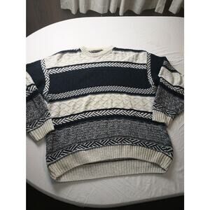 Vintage Savile Row Knitwear Sweater Made in USA 3D Knit Chunky Men XL